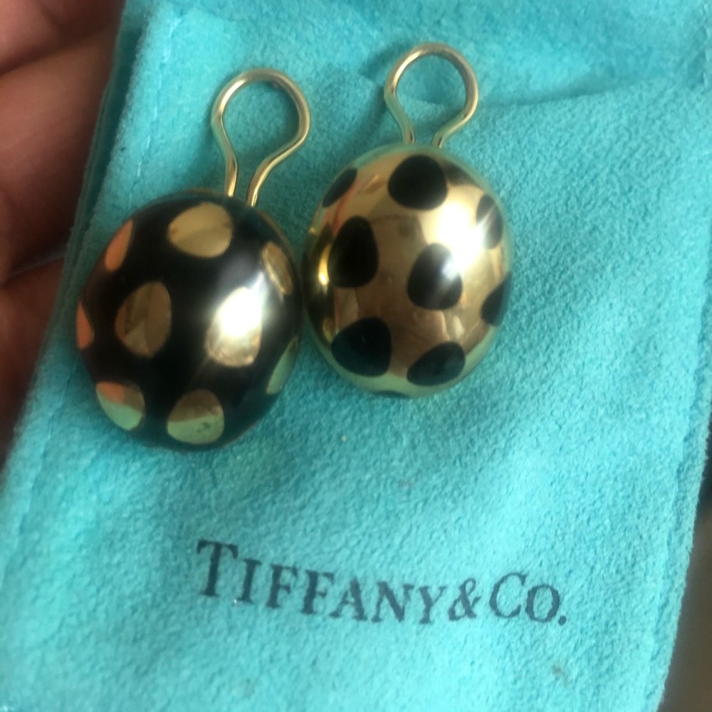 18k lady bug  Tiffany& co mix match gold earring